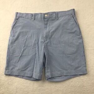 Polo Golf Ralph Lauren Shorts Mens 38 Blue White Seersucker Stretch Nylon Preppy